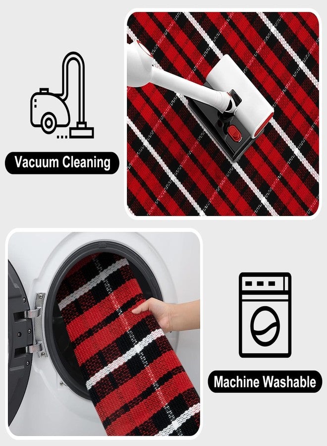 Collive Buffalo Plaid Checkered Outdoor Rug, Christmas Decor Door Mat, Xmas Red and Black 2x4.3 Front Porch Rug, Washable Welcome Layered Doormat Outside Entrance for Kitchen Entryway Patio - Image 5